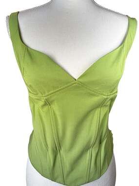 Zara Key Lime Green Boned Corset Bustier Top